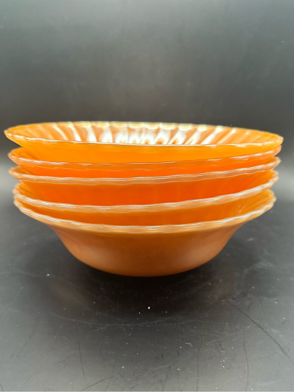 Vintage Anchor Hocking Fire-King Peach Lustre Vegetable Bowls - Set of 5